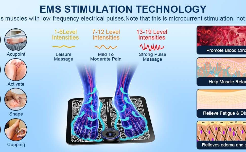 FootMassagerPainReliefWirelessElectricEMSMassageMachineRechargeablePortableFoldi