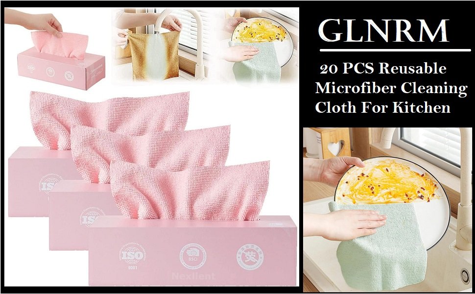 GLNRM-Microfiber-Cleaning-Cloth-20-PCS-Reusable-Microfiber-Cleaning-and-Drying-W