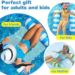 Gikvni4in1InflatablePoolFloatSwimmingPoolLoungerMulti-PurposePoolHammockSaddleLo