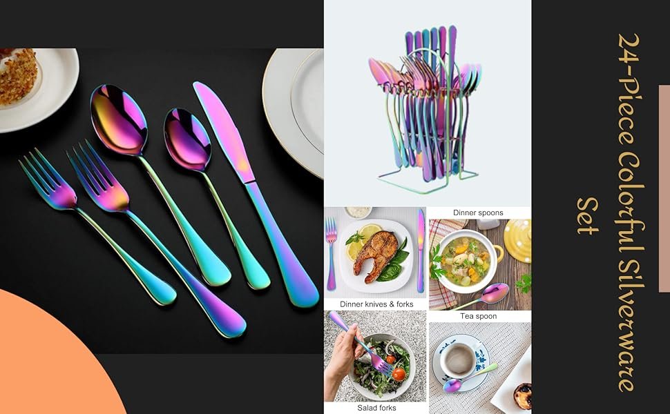 Ginoya-brothers-24-Piece-Colorful-Silverware-Set-Cutlery-Set-for-6-with-Holder-S