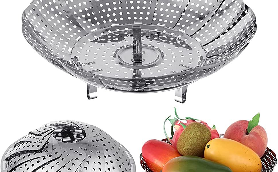 HAPANIHOMEVegSteamer-FoldingStainlessSteelSteamerInsertVegetableKitchenFruitFood