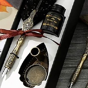 HASTHIP-Vintage-Carving-Feather-Pen-Set-Glittering-Quill-Pen-Set-Antique-Calligr