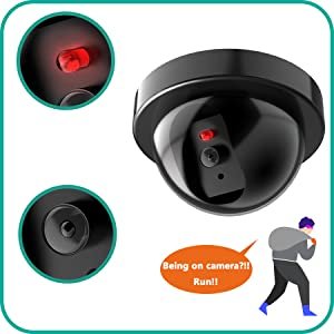 HOMAVA-Dummy-Fake-Wired-Security-CCTV-Dome-Camera-with-Flashing-Red-LED-Light-Bl