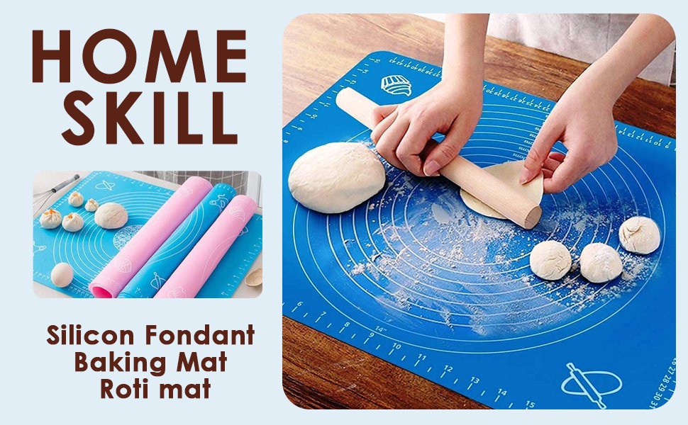 HOMESKILLSiliconFondantBakingMatChapatiAttaKneadingMatNon-StickFondantRollingMat