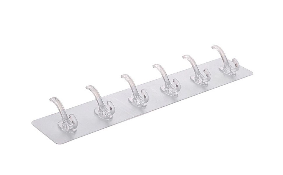 JIALTO-Hooks-for-Wall-Without-Drilling-6-Hook-Strip-2-Pack-Transparent-Wall-Moun