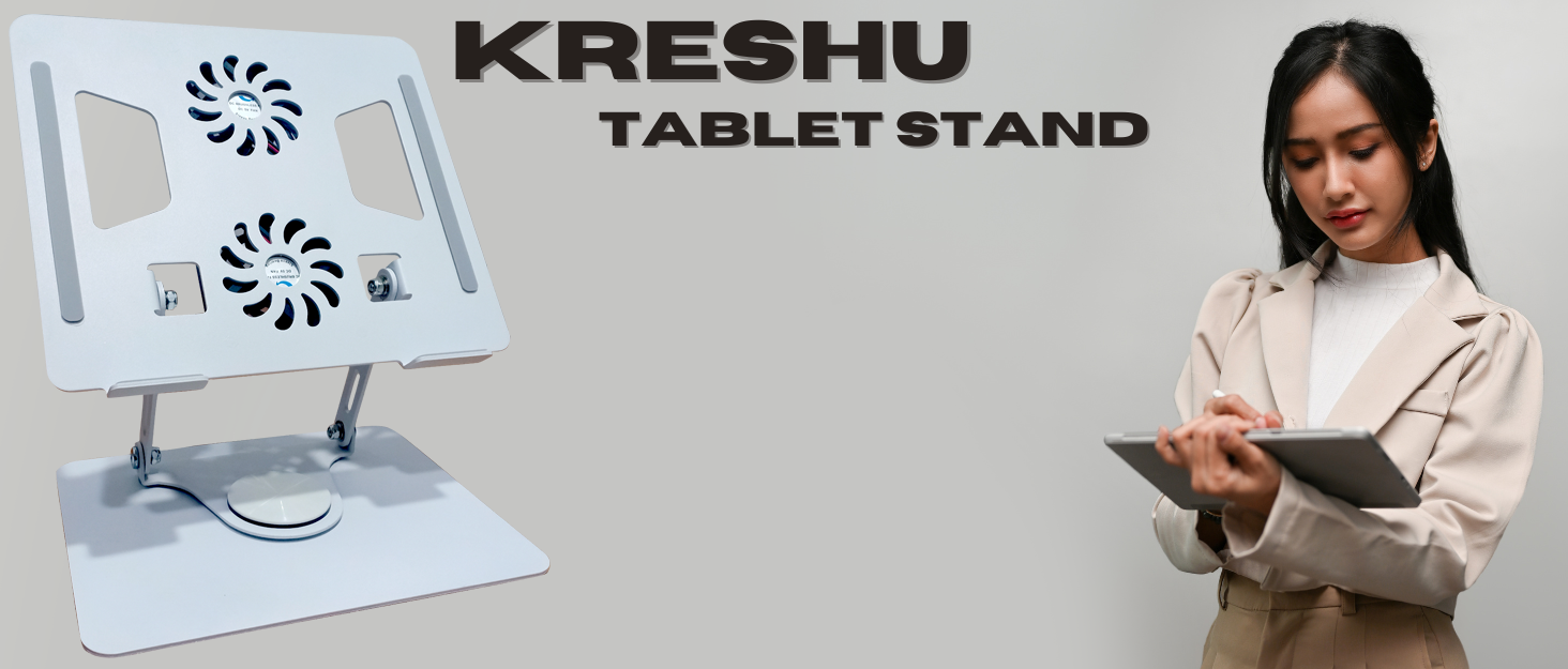 KRESHU-Aluminium-Tabletop-Laptop-Stand-with-Double-Fan-360-Degree-Rotating-Adjus