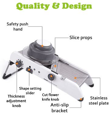 KRESHUAdjustableStainlessSteelManualKitchenCutterMandolineSlicerSmartMultifuncti