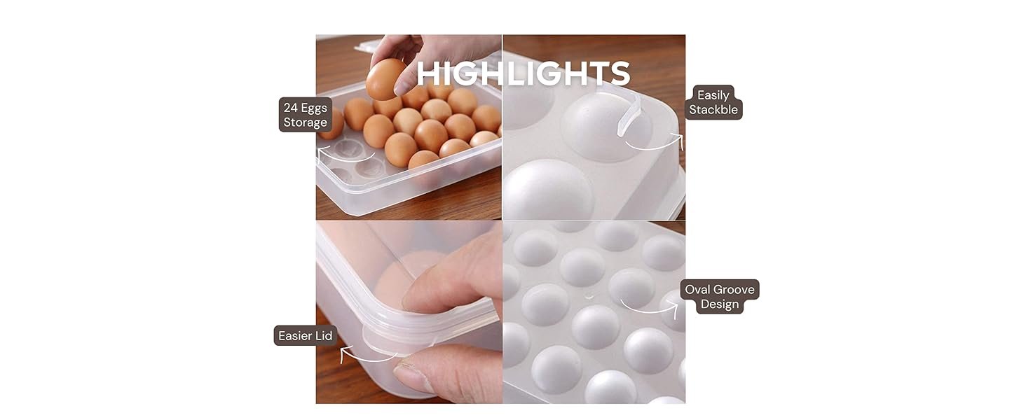 Kitchenwell-24-Grid-Egg-Storage-Box-Egg-Refrigerator-Storage-Tray-Stackable-Plas