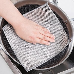 LISHERNonScratchDishwashCloth5PackDoubleLayerHeavyMultipurposeWireDishwashingRag