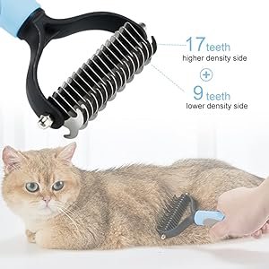 MCIGICM-Pet-Grooming-Tool-2-Sided-Undercoat-Rake-for-Cats-Dogs-Safe-Dematting-Co