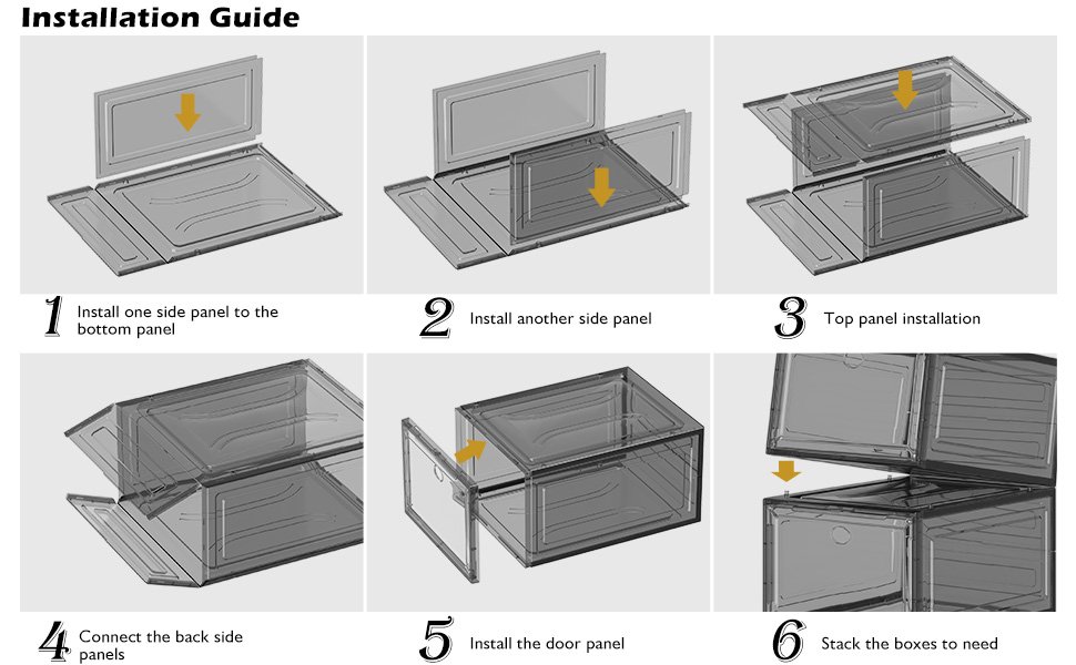 Multipurpose-Magnetic-Side-Open-Transparent-Plastic-Storage-Shoe-Box-Stackable-F