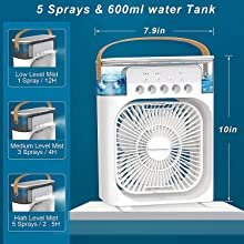 One94StorePortableHumidifierAirCoolerMistFanMiniCoolerForHomeWith3SpeedModeWithW