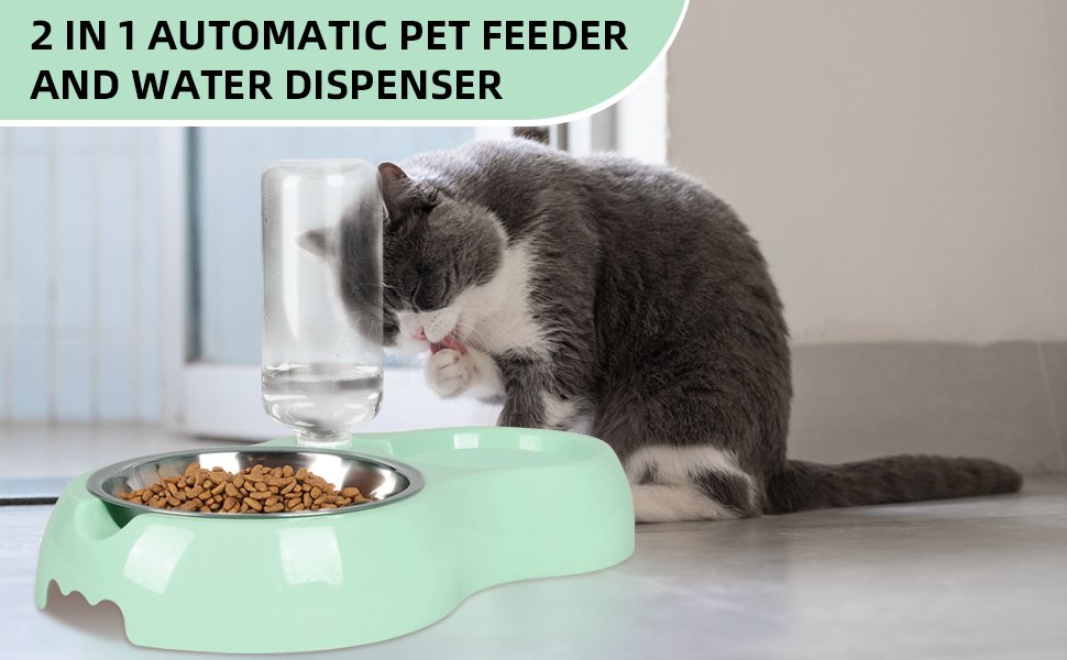 PURAMDualPetsBowlsDetachableStainlessSteelDogBowlwithNon-SlipNoSpillBasePetsFood