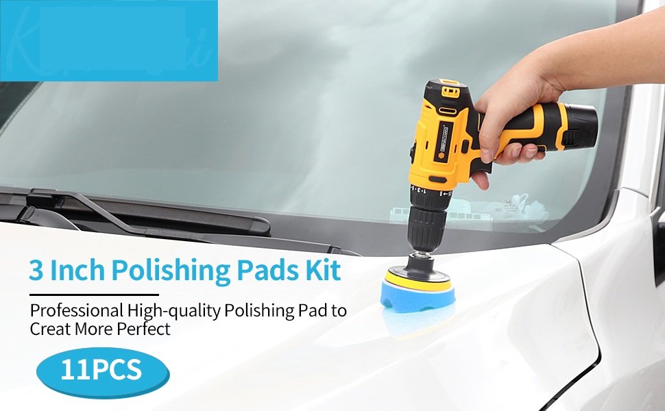 PolishingPadsSpongeandWoolenPolishingWaxingBuffingPadsKitsCarFoamDrill3-InchBuff