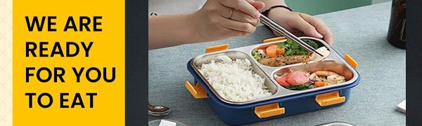 PrejakLunchBox3CompartmentLeak-ProofBpaFreeStainlessSteelWithSpoonForSchoolLunch