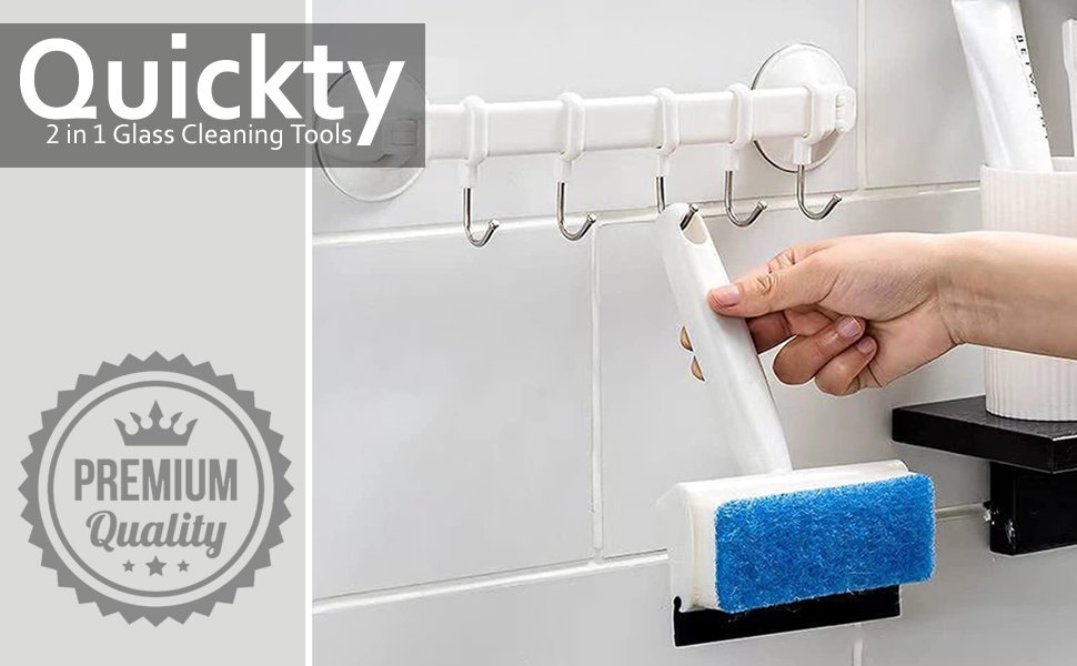 QuicktyGlassCleaningTools2in1GlassWiperCleaningBrushMirrorGroutTileCleanerWashin