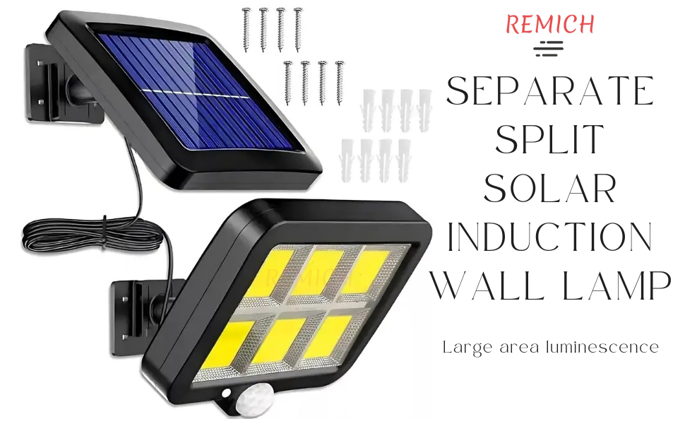 REMICHSolarMotionSensorLightwithRemoteforHomeOutdoorGardenStreet120COBWhiteLEDLi