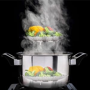 RichAxisVegetableSteamerBasketPunchingFoodDrainBowlBasketFoldableVegetableSteame