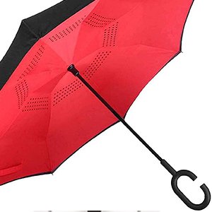 SHOPOBOXUnisexWindproofUpsideDownReverseUmbrellawithC-ShapedHandleandUVProtectio