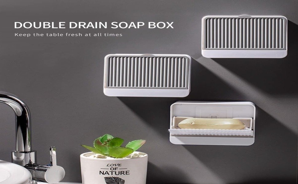 SHREYA-STORE-Double-Bar-Soap-Dish-with-Drainage-Box-Premium-Plastic-Soap-Holder-