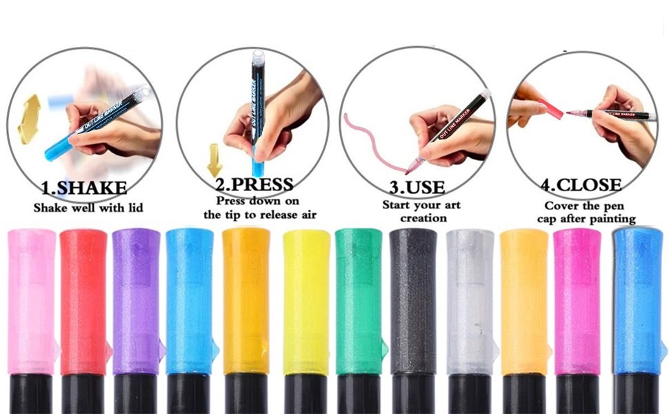 SUPER-TOY-12-Pc-Metallic-Double-Line-Outline-Markers-Glitter-Pen-Set-for-Rock-Pa