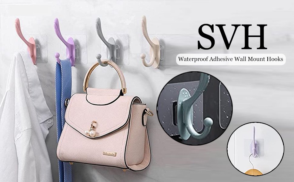 SVH-Self-Adhesive-Wall-Hooks-PVC-Waterproof-Heavy-Duty-Sticky-Plastic-Hooks-Hang