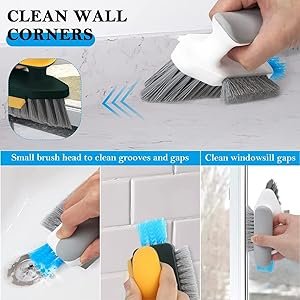 SWAMINEPlastic4In1TileGroutCleanerBrushWithSqueegeeV-ShapeGapScrubBrushCreviceCl