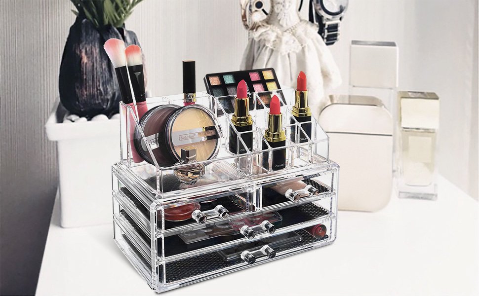 Shrevi-New-Acrylic-Makeup-Organizer-Storage-Box-Case-Cosmetic-Jewelry-4-Drawer-C