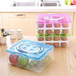 Supreme-Mall-Double-Layer-32-Eggs-Storage-Box-Multicolour-Plastic-Square-B07PSMS