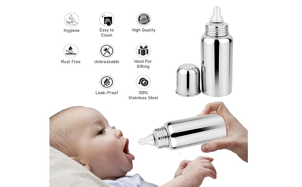 TLBBStainlessSteelBabyFeedingBottle250mlBabyMilkNWaterFeedingBottlewithFREESilic