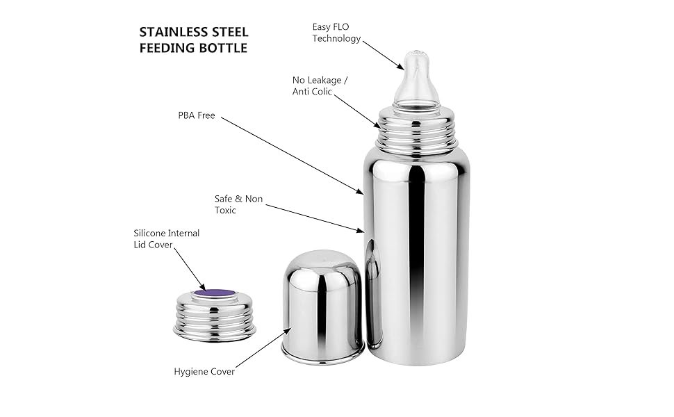 TLBBStainlessSteelBabyFeedingBottle250mlBabyMilkNWaterFeedingBottlewithFREESilic