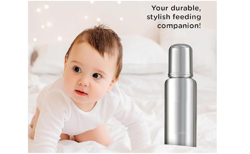 TLBBStainlessSteelBabyFeedingBottle250mlBabyMilkNWaterFeedingBottlewithFREESilic