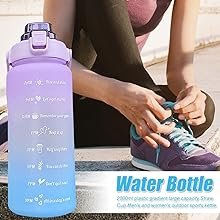 TORCHITSetof3WaterBottle2000ML900ML300MLwithMotivationalTimeMarkerLeakproofDurab