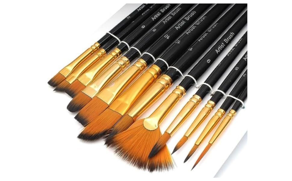 Twizzle-Painting-Brushes-Set-of-12-Professional-Round-Pointed-Tip-Nylon-Hair-Art