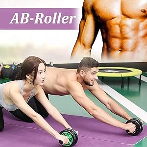 UNIQUE-ICON-Unisex-Dual-Wheel-AB-Roller-with-2-Latex-Resistance-Tubes-for-Core-A