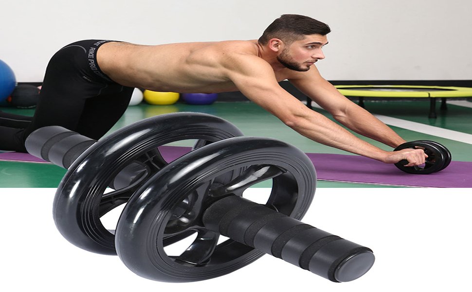 UNIQUE-ICON-Unisex-Dual-Wheel-AB-Roller-with-2-Latex-Resistance-Tubes-for-Core-A