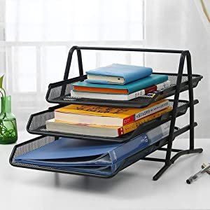 URVINOUS-Metal-Mesh-3-Tier-Document-Tray-Desktop-OrganizerRack-Storage-for-Home-