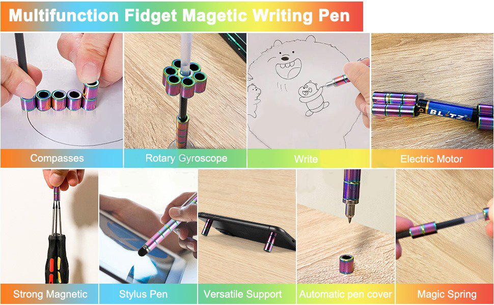 VAIDUE-Fidget-Toys-Pen-Rainbow-Color-Magnetic-Toys-Pen-Decompression-Magnetic-Me