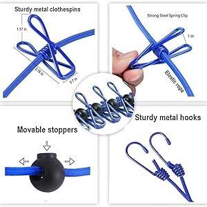 VARNIRAJClothDryingRopewithHooksElasticClothHangingRopeforClothDryingwith12Clips