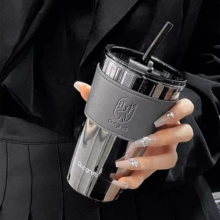 WEZOSHINETPremiumGlassSipperFruitJuiceMilkTumblerMugwithLeatherSleeveGlassCoffee