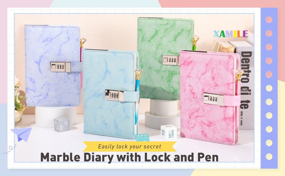 XAMILE-Marble-Diary-Journal-With-Locks-For-Girls-And-Women-Secret-Diaries-Journa