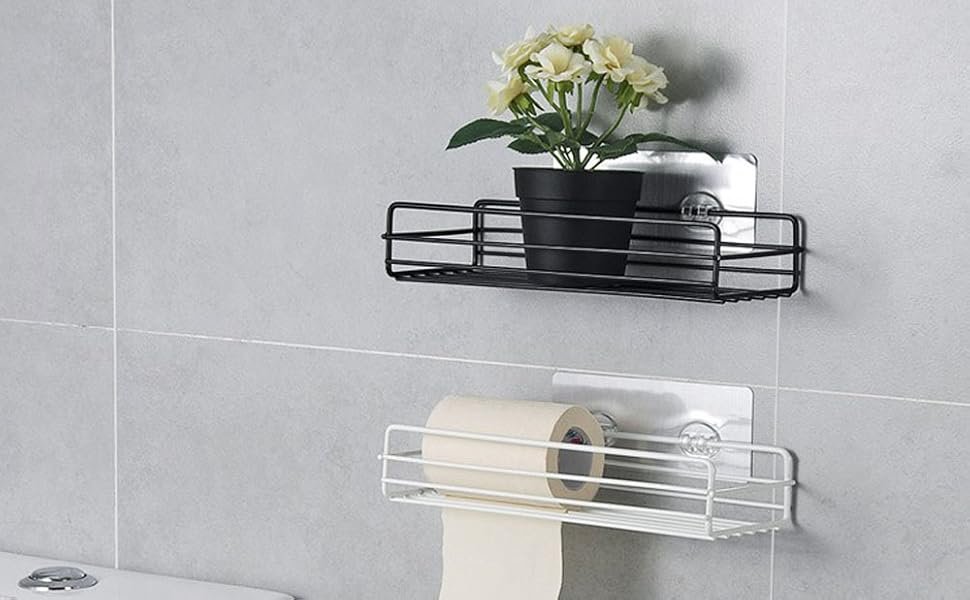 XEREBIANSelf-AdhesiveBathroomRackBathroomStorageRackSteelBathroomShelfOrganizerS