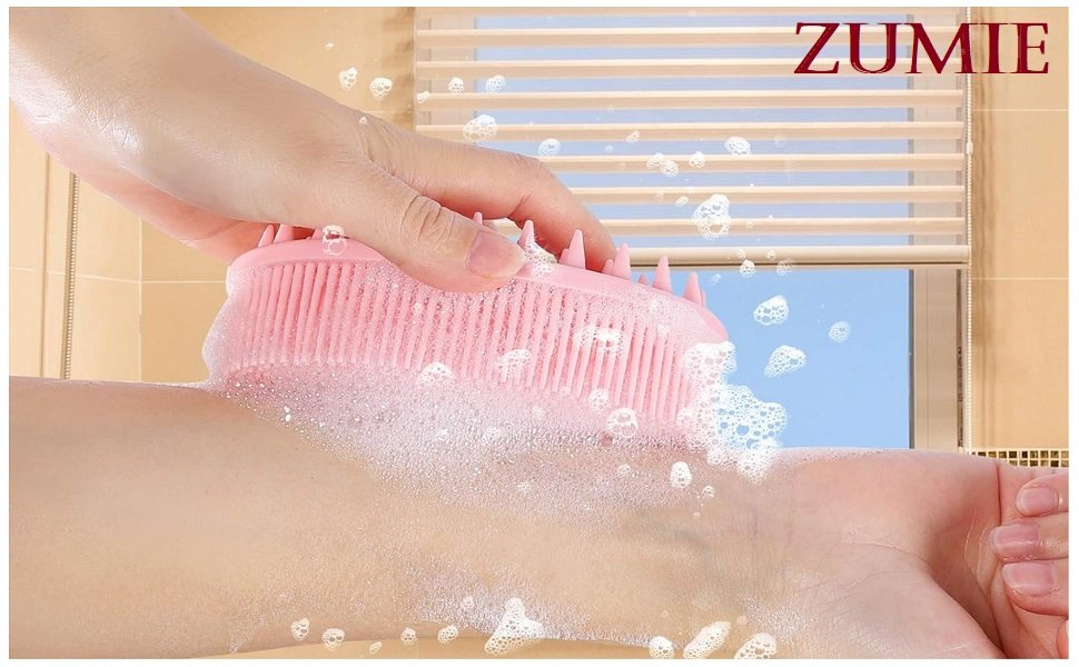 ZUMIE-Exfoliating-Silicone-Body-Scrubber-Easy-To-Clean-2-In-1-Bath-And-Shampoo-B