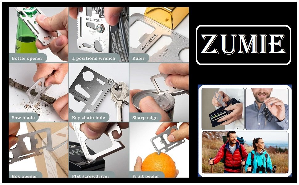 ZUMIE-Stainless-Steel-Survival-Kit-Multifunction-11-in-1-Beer-Bottle-Opener-Cred