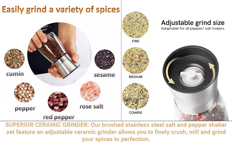 Zevon-Black-Pepper-Grinder-Salt-Pepper-Grinder-Set-of-2-Small-Salt-and-Pepper-Mi