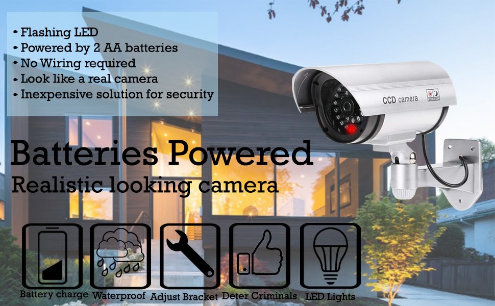 divinezon-Fake-Security-CCTV-Bullet-Wired-Camera-With-Red-Flashing-Light-Pack-Of