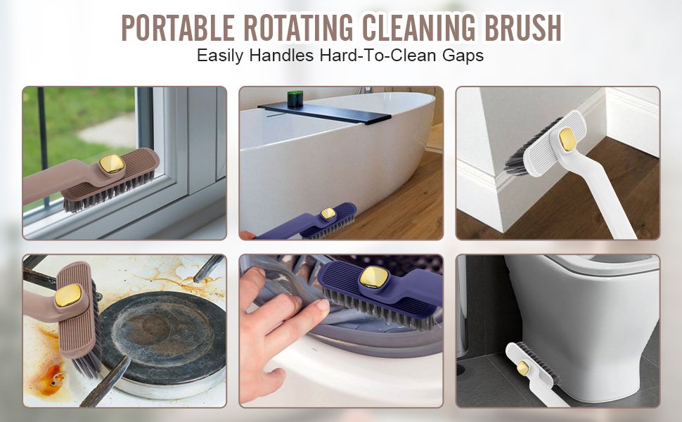 kroywenHardBristleRotatingCreviceCleaningBrushGroutCleanerBrushToiletBrushScrubB