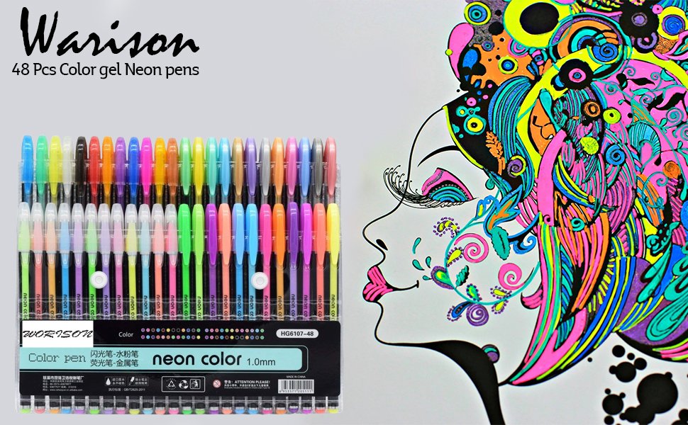 worison-Glitter-Neon-Pastel-Metallic-Colors-Gel-Pen-Set-48-Pcs-B085LJCJB2